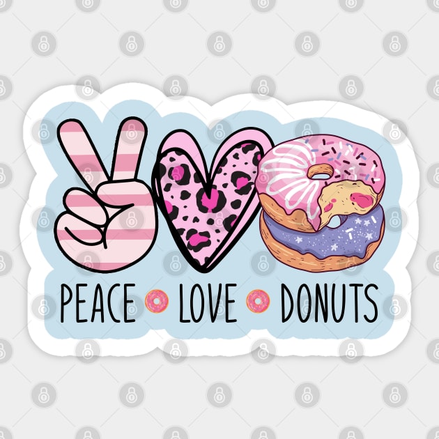 Peace Love Donuts Chocolate Funny Girls Women Doughnut Lover Sticker by Nisrine